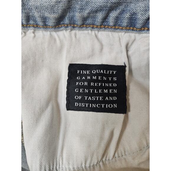 AKOO Brand Jeans Light Wash Distressed Straight Leg Denim Mens Sz 42 Streetwear - Picture 9 of 13